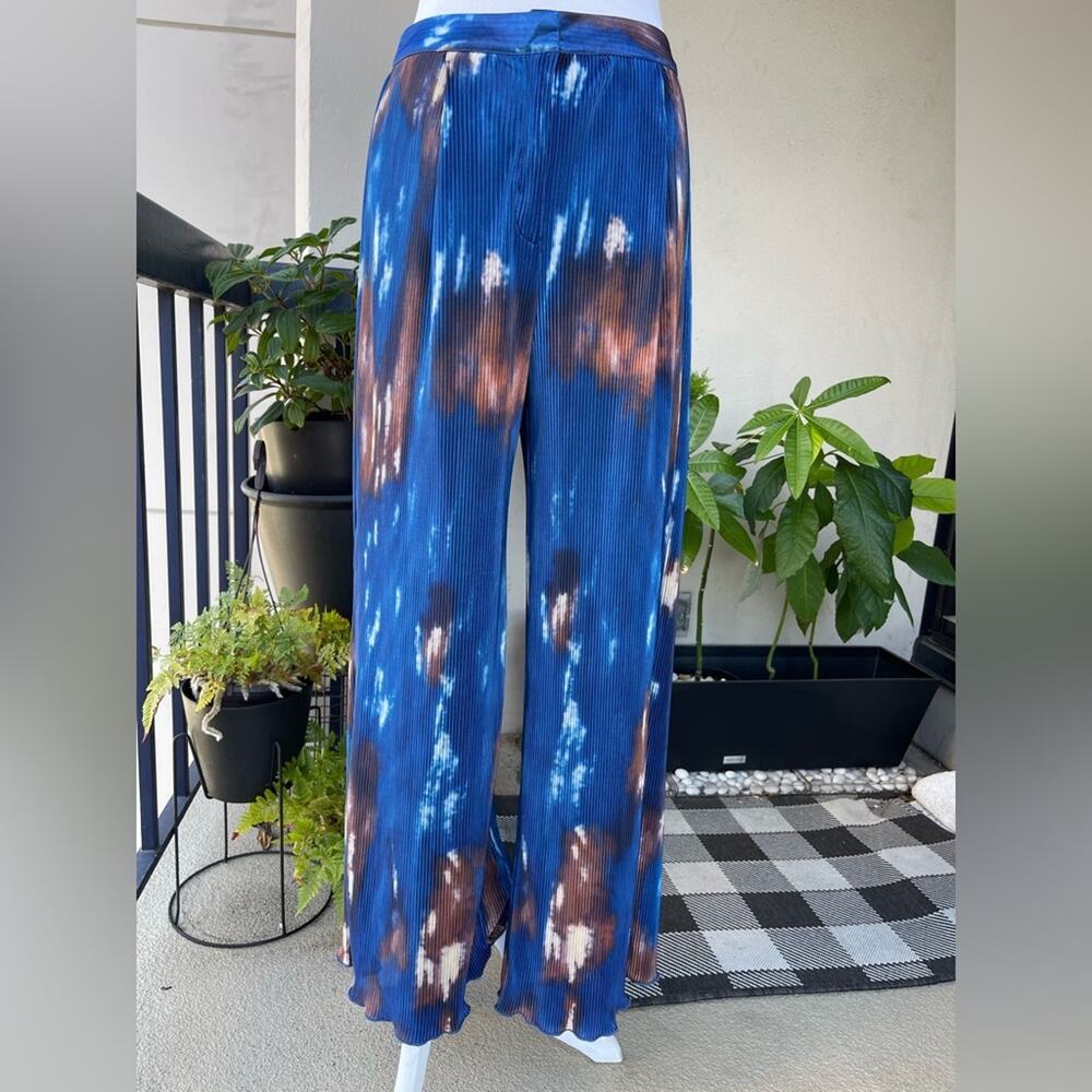 🌿 Nasty Gal Tie Dye Pleated Wide Leg Pants in Blue, US 8
